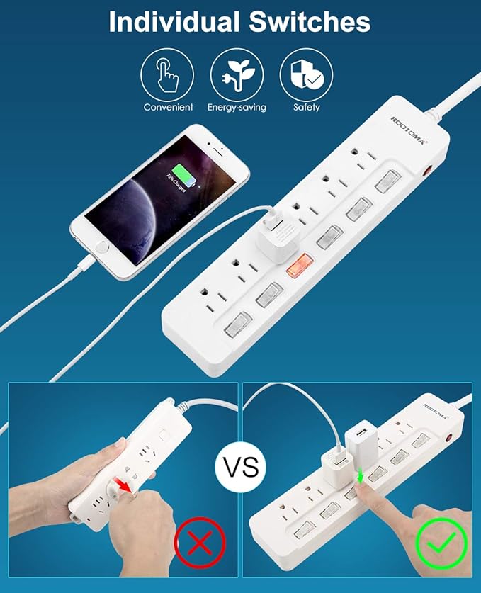 ROOTOMA Power Strip Surge Protector