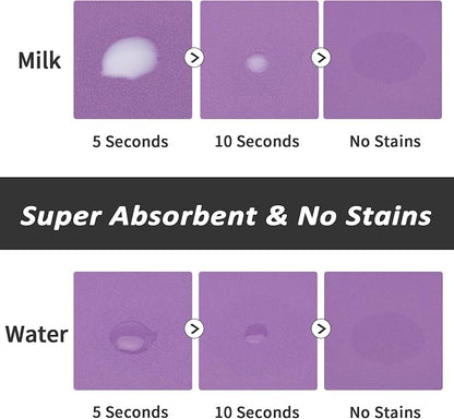 HotLive Dog Food Mat - Absorbent Cat Mat for Food and Water, No Stains Pet Feeding Bowl Mat, Easy to Clean Pet Placemats, Quick Dry Dog Water Dispenser Mat for Messy Drinkers | Paw Purple 18"x34"