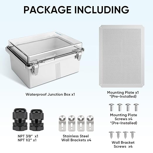 TICONN Waterproof Electrical Junction Box IP67 ABS Plastic Enclosure