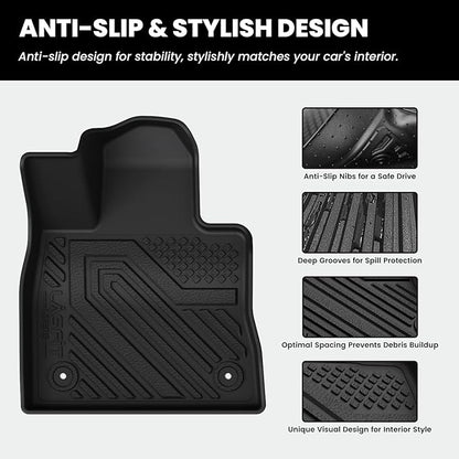LASFIT Floor Mats & Cargo with Backrest Mat for Ford Explorer 2022-2025 2026 6 Passenger, Custom Fit All Weather Protector TPE Easy Clean Floor Liners, 5pcs Full Set Black