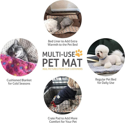 Mora Pets Dog Crate Pad Bed Ultra Soft Pet Mat Star Print Brown 23 x18 Inch | Washable Crate Mat for Small Medium Large Dogs, Reversible Fleece Dog Crate Kennel Mat Flat Cat Bed Liner