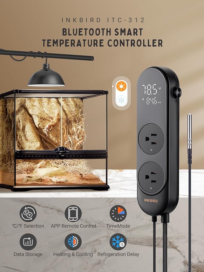 INKBIRD Bluetooth Digital Temperature Controller 1200W Heating Cooling 2-Stage