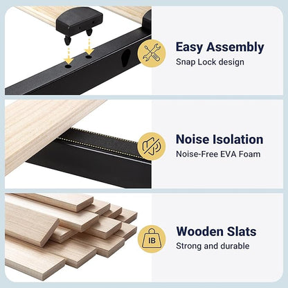 Allewie Queen Size Platform Bed Frame with 4 Large Storage Drawers, Velvet Vertical Channel Tufted Upholstered Bed Base, Wooden Slats Support, Noise-Free, No Box Spring Needed, Easy Assembly, Black