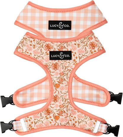 Lucy & Co. Reversible Dog Harness - Water-Repellent Neoprene, Dual-Print Design, Easy Swap Style, Adjustable Comfort Fit - Woodland Wildflowers Reversible Harness - Small
