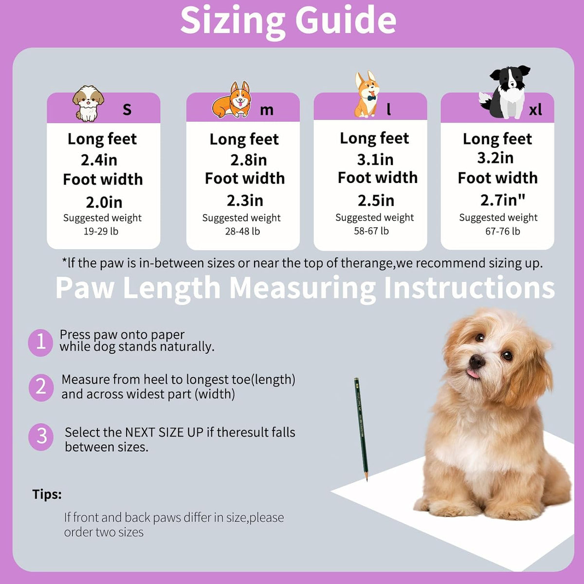 Dog Shoes for Hot Pavement, Adjustable Magic Tape Boots for Small, Medium & Large Dogs, Anti-Slip, Easy to Clean Paw Protectors for Beach, Outdoor & Hot Weather (Purple L)
