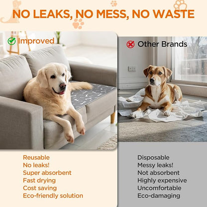 Washable Pee Pads for Dogs, 2 Pack Reusable Puppy Pads, 36"x41" | Super Absorbent, Waterproof & Leakproof, Non-Slip Bottom, Machine Washable, For Floors, Beds, Couches, Crates, Carpets, Cars