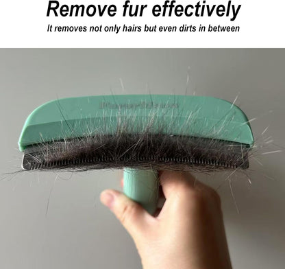 Pet Deshedding Tool with Curve Blade, Cat Grooming Brush, Tight V-shaped Teeth Shedding Comb for Cats and Dogs (Green, Large)