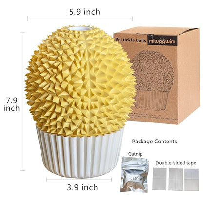 Catnip Feeder and Self Grooming Toys - Cat Face Scratcher, Wall Corner Massage Comb for Indoor Cats (yellow)