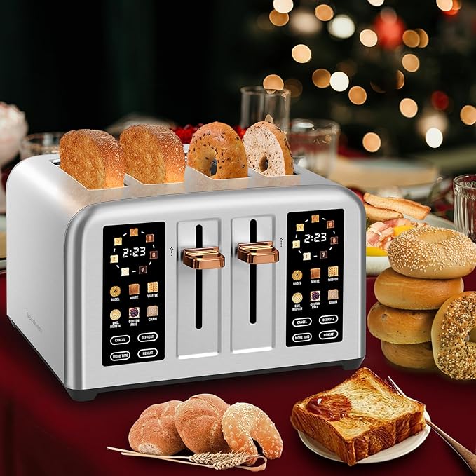 SEEDEEM Toaster 4 Slice, Stainless Steel, Touch Screen