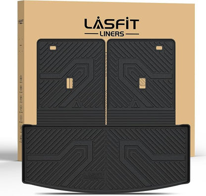 LASFIT Trunk & Backrest Mat for Ford Explorer 2020-2025 2026, Custom Fit All Weather Protector TPE One-Piece Design Easy Installation Trunk with Seatback Mat, 1pc Black