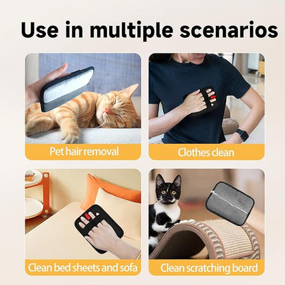 2-in-1 Pet Grooming Glove & Fabric Hair Remover - Reusabie, Silicone Massage Bristles,Static Adhesion for Quiuck Shedding Control,Safe for Dogs & Cats