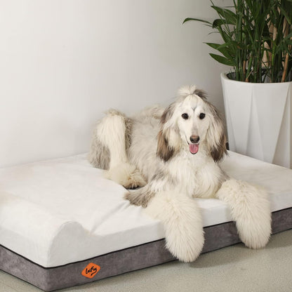 Laifug Orthopedic Memory Foam Dog Bed Extra Large Dog Bed with Pillow and Durable Water Proof Liner & Removable Washable Cover & Smart Design(Dark Grey)