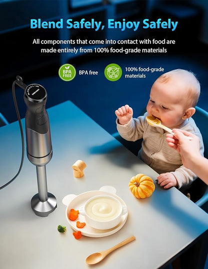 2025 New 1000W Immersion Blender Handheld – 25-Speed, Stainless Steel, Hand