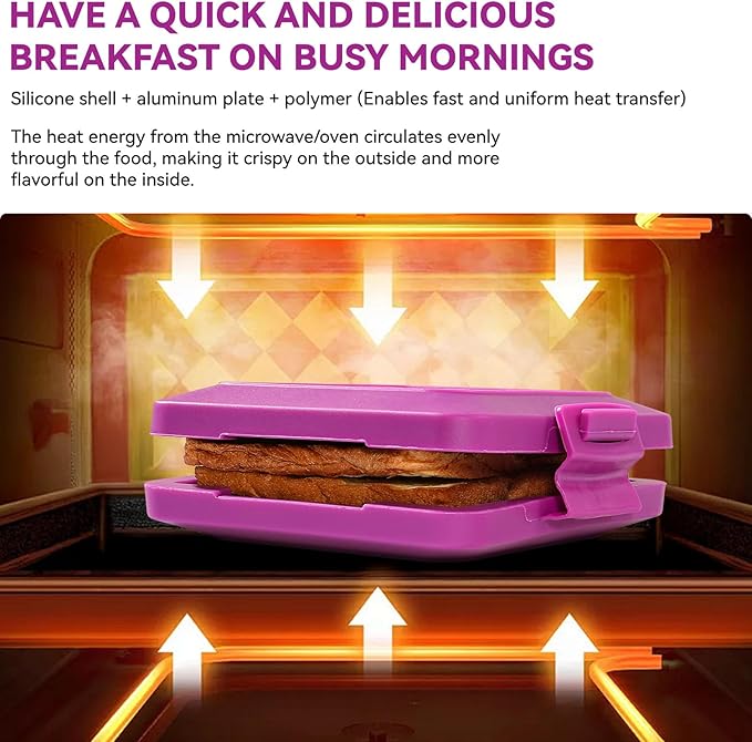 Microwave Toastie Sandwich Maker, Nonstick Plate Panini Maker, Versatile