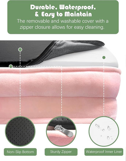 Spotted Play Orthopedic Dog Bed with Sides - Sofa Beds for Medium Dogs, Supportive Foam Pet Couch Bed with Washable Removable Cover, Waterproof Lining and Non-Slip Bottom, Pink - M