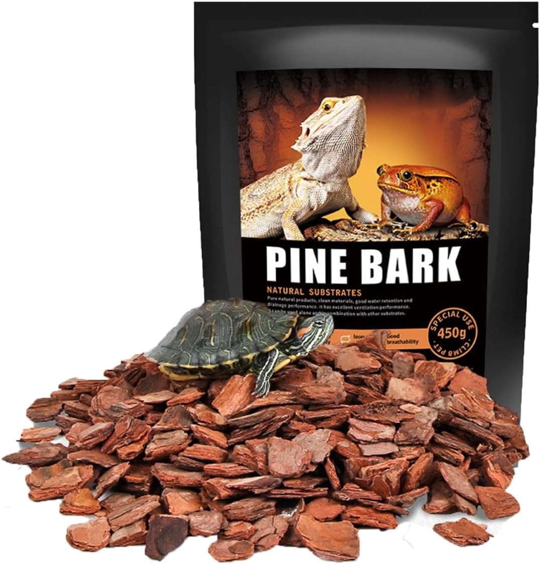 BNOSDM Reptile Cork Bark Substrate Bedding Tortoise Natural Cork Wood Chips Reptile Breeding Bedding Habitat Decor for Ball Python Lizard Snake Spiders Geckos Bearded Dragons Hermit Crabs （0.99LB）