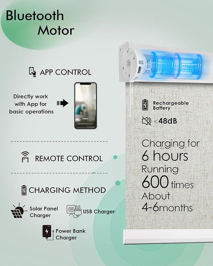 Yoolax Motorized Blinds with Remote, Light Filtering Remote Shades