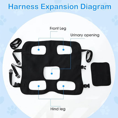 Shinylin Dog Carry Sling Emergency Backpack Pet Legs Support and Rehabilitation Dog Lift Harness Adjustable Lifting Straps Carrier for Senior Dogs Joint Injuries, Arthritis, Hiking, Skiing, Black (M)