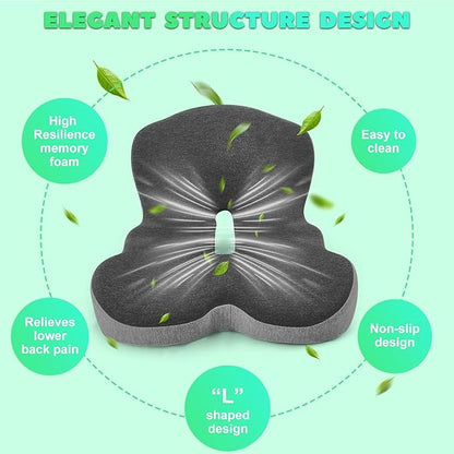 Buttocks Cushion for Office Chair Memory Foam Seat Pad for Butt Support Tailbone Relief Ergonomic Chair Cushion for Home Car Travel or Work (Army Green)