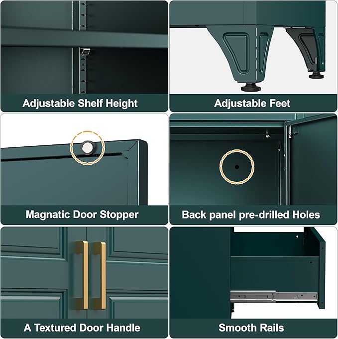 75" Tall Metal Storage Cabinet, Kitchen Pantry Storage Cabinets