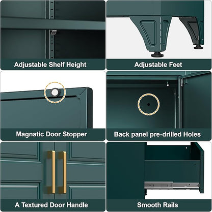75" Tall Metal Storage Cabinet, Kitchen Pantry Storage Cabinets