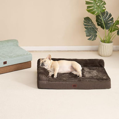EHEYCIGA Orthopedic Dog Bed Medium Size Dogs, Memory Foam Dog Bed with Washable Removable Cover, Waterproof Pet Sofa Couch for Crate with Nonskid Bottom, 30x20x6,Brown | Small Dog Sofa with Washable Removable Cover, Waterproof Pet Couch for Crate with ...