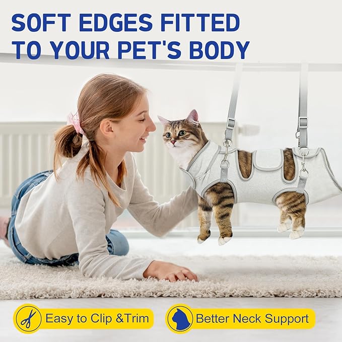 Supet Cat Grooming Hammock, Self-Adherent Cat Wrap for Cutting Nails, Anti-Escape Calming Wrap for Medicine, Nail Clipping, Teeth Brushing, Ear Cleaning