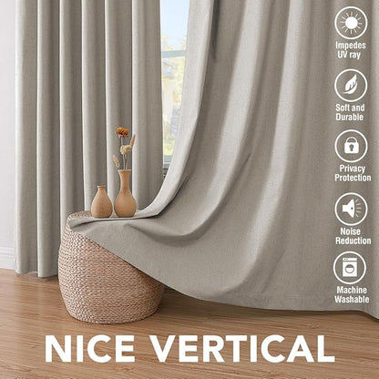 H.VERSAILTEX Linen Blackout Curtains 72 Inches Long 100% Absolutely Blackout