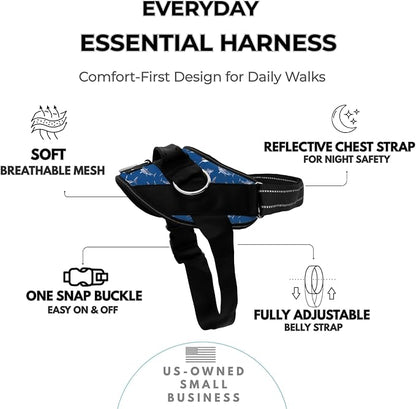 ShawnCo Essential Dog Harness, No-Pull Pet Vest (White Sharks,XL) | 3 Leash Clips, Easy On, No-Choke, Reflective, Adjustable Fit, Padded Comfort, Control Handle, For Small, Medium & Large Dogs