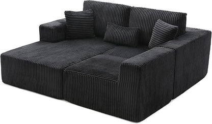 108" Boneless Cloud Sectional Couches for Living Room, Comfy Fluffy L Shaped Memory Foam Deep Seat Boneless Couch, Modular Sectional Sofa with Left Facing Chaise, Dark Black