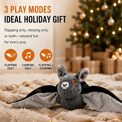 Flying Bat Toy for Dogs & Cats, Flapping Wings Interactive Pet Toy，1 | Flapping bat toy with chirping engages cats and dogs, mimics real flying motion. Cute interactive pet teaser