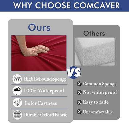 Outdoor Chair Cushions 24 x 24 Inch Waterproof Patio Chair Cushions with Tie 5 Year Color Fastness Thick Outdoor Seat Cushion for Garden Lawn Patio Furniture Burgundy Red Set of 2