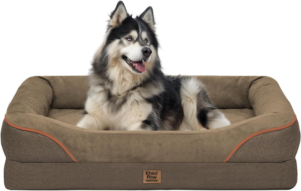 Washable Orthopedic Large Dog Bed -XL Large Dog Bed with Removable & Waterproof Cover Pet Beds with Foam Support for Big Size Dogs with Bolster