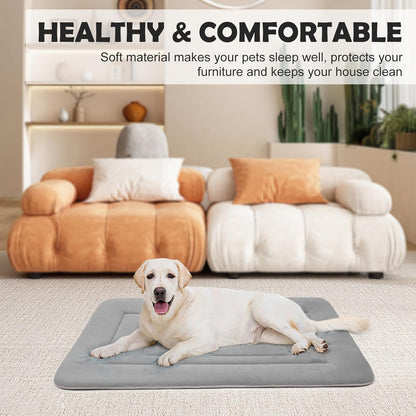 JoicyCo Soft Dog Crate Bed Pad Mat, 42 in Non-Slip Bottom Washable for Large Dogs, Pet Mattress Kennel Pad, Clay Gray