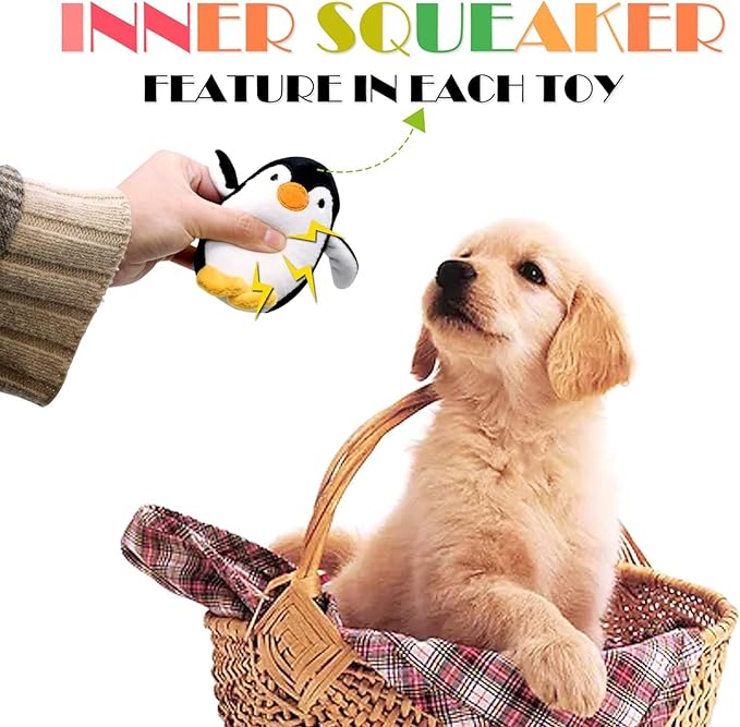 SHARLOVY Dog Squeaky Toys for Small Dogs,Stuffed Animal Puppy Toy,Cute Puppy Chew Toy for Dog Teething, for Small to Medium Dogs,Soft Plush Pet Toys Pack 12 in Gift Box