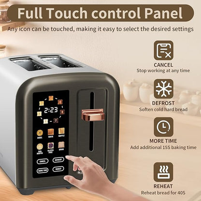 SEEDEEM Toaster 2 Slice, Full Touch Control Stainless Toaster, LCD Display