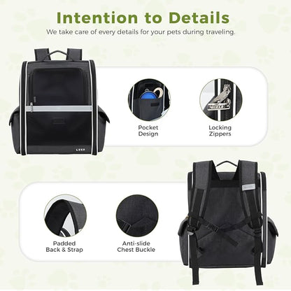 Lekereise Dog Carrier Backpack for Small Medium Dogs Cats up to 18 lbs, Breathable Pet Backpack Carrier with 3 Entrances, Collapsible Cat Backpack Carrier, Travel Hiking Puppy Backpack