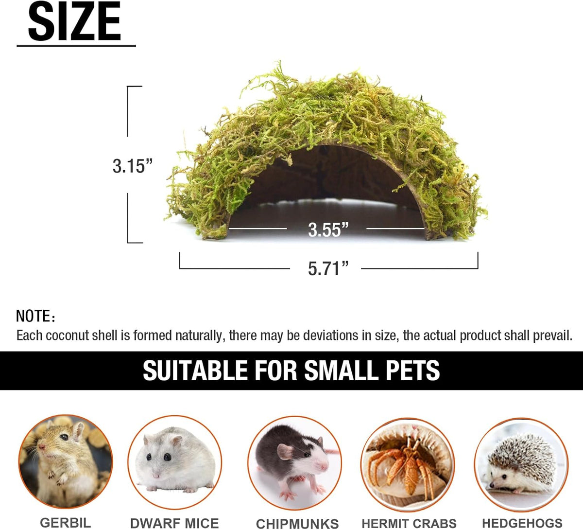 Hamster Hideaway/Hideout,Mossy Cave Hide,Hamster House/Hides,Hamster Cage Accessories for Gguinea Pig/Hedgehogs/Gliders/Rats/Mice and Other Small Animals (Small)