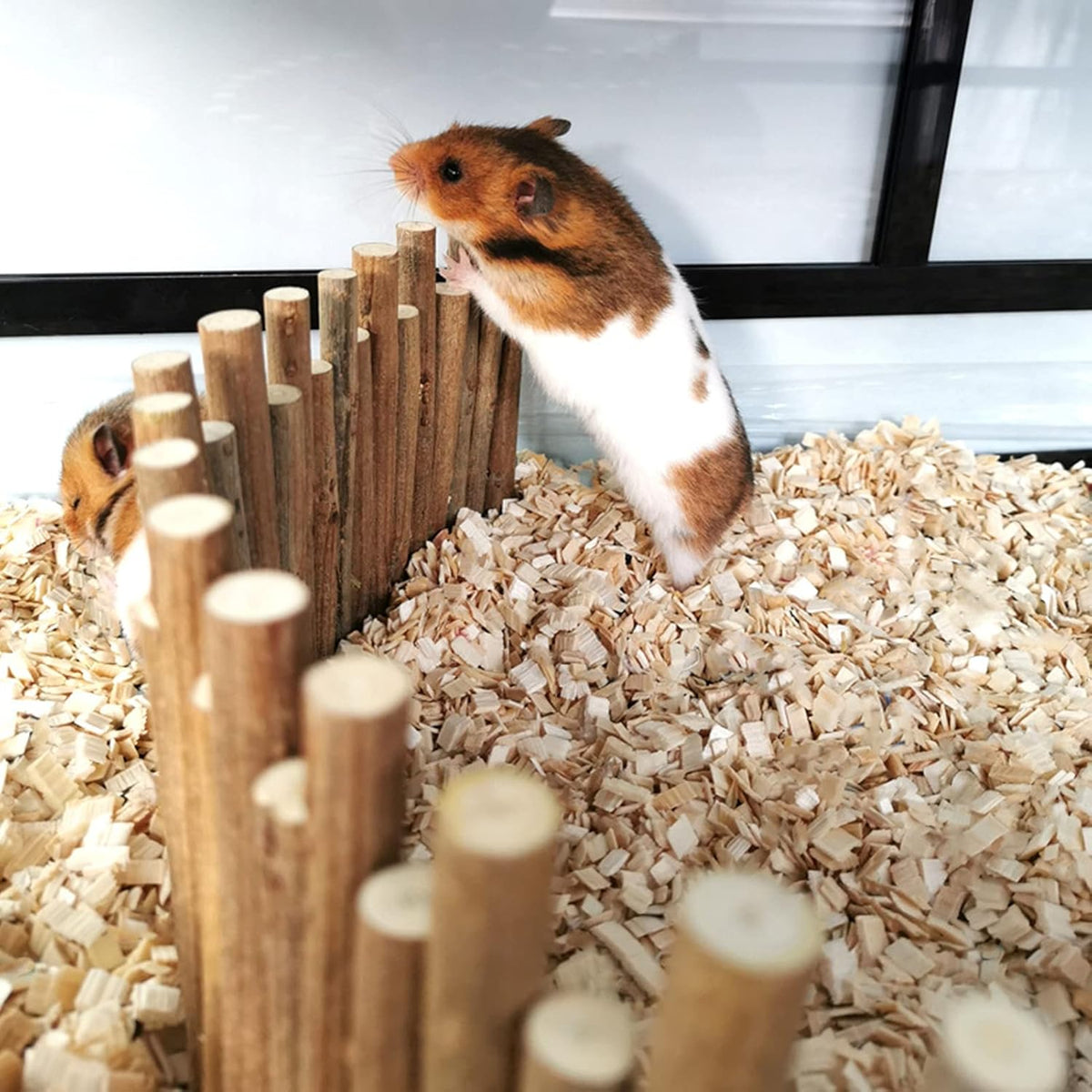 Flexible Hamster Wooden Bridge, 11.8In Hamster Fence, Wooden Sticks for Hamster Cage Decor And Platforms, Syrian Hamster Cage Accessories Wood