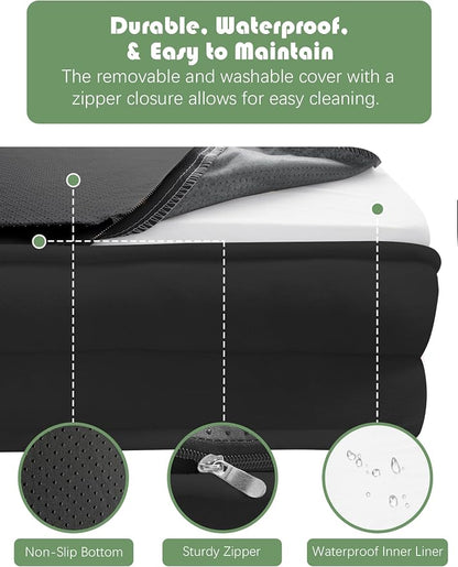 Spotted Play Orthopedic Dog Bed with Sides - Sofa Beds for Extra Large Dogs, Supportive Foam Pet Couch Bed with Washable Removable Cover, Waterproof Lining and Non-Slip Bottom, Black - XXL
