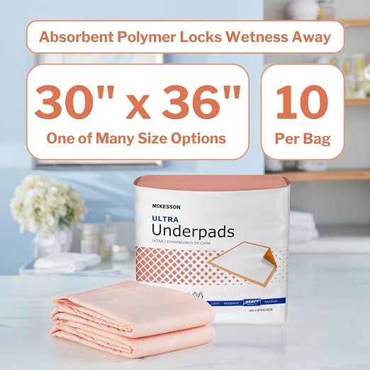 McKesson Underpads Bed Pads, Heavy Absorbency, 30 x 36 in, 200 ct | Chux Pads for Adults and Elderly, Baby Changing, Pee Pad for Pets