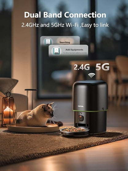 Automatic Cat Feeder with Camera - 5G WiFi Auto Cat Food Dispenser