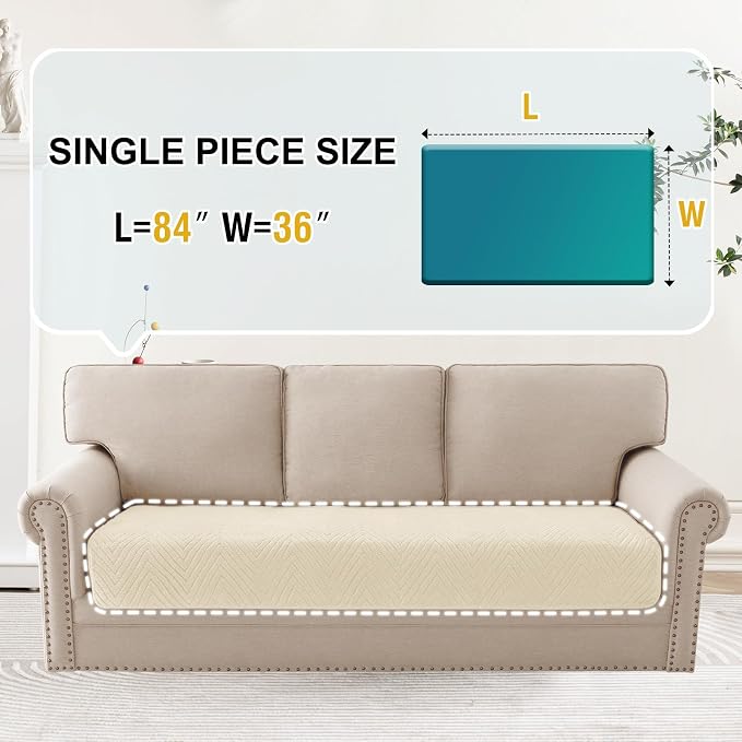 Turquoize Waterproof Couch Cover for Dogs Fuzzy Pet Couch Covers for Sofa Thick Dog Bed Cover Non-Slip Sofa Covers for 3 Cushion Couch Protector Slipcover Pet Friendly (Beige, 36" x 84")