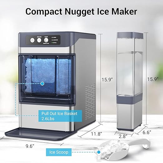 Countertop Nugget Ice Maker 40Lbs/24H