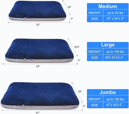 Magic Dog Super Soft Extra Large Dog Bed Jumbo Pet Beds Orthopedic 47 Inch Washable Anti Slip Dog Sleeping Mattress with Removable Cover, Blue XL
