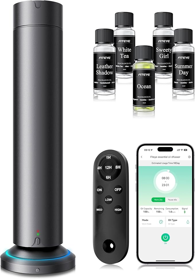 Waterless Scent Diffuser Kit Include 5x20ml Essential Oils, Essential Oil