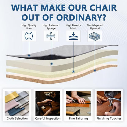 CLATINA Grey Cloth Office Chair Fabric Covered Desk Chair, Adjustable Height Swivel Chairs Ergonomic Executive Chair with Arms and Wheels Comfortable Upholstered, 350 LBS