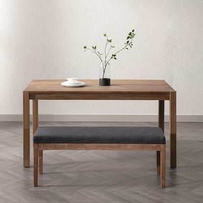 chairus Linen Upholstered Entryway Bench Dining Table Benches Farmhouse Shoe Bench Seat for Hallway Bedroom End of Bed Vintage 45.5" Wooden Leg Benches for Kitchen Restaurant Window, Charcoal