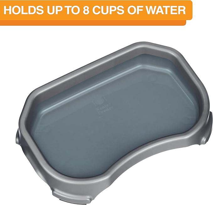 Neater Pet Brands Large Capacity Outdoor Dog Water Bowl for Small Dogs, Cats, Reptiles, Birds, & Small Animals, Outdoor Water Bowls for Dogs (8 Cups), Feed Bowl & Trough, Indoor or Outside, Grey