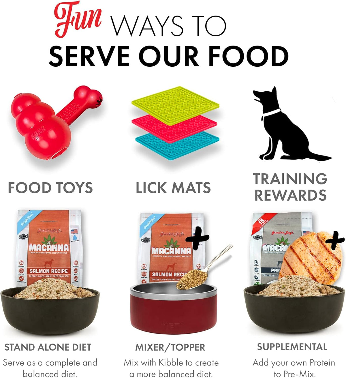 Grandma Lucy's Macanna Dog Food, Grain Free and Freeze-Dried - Salmon Recipe, 3Lb Bag